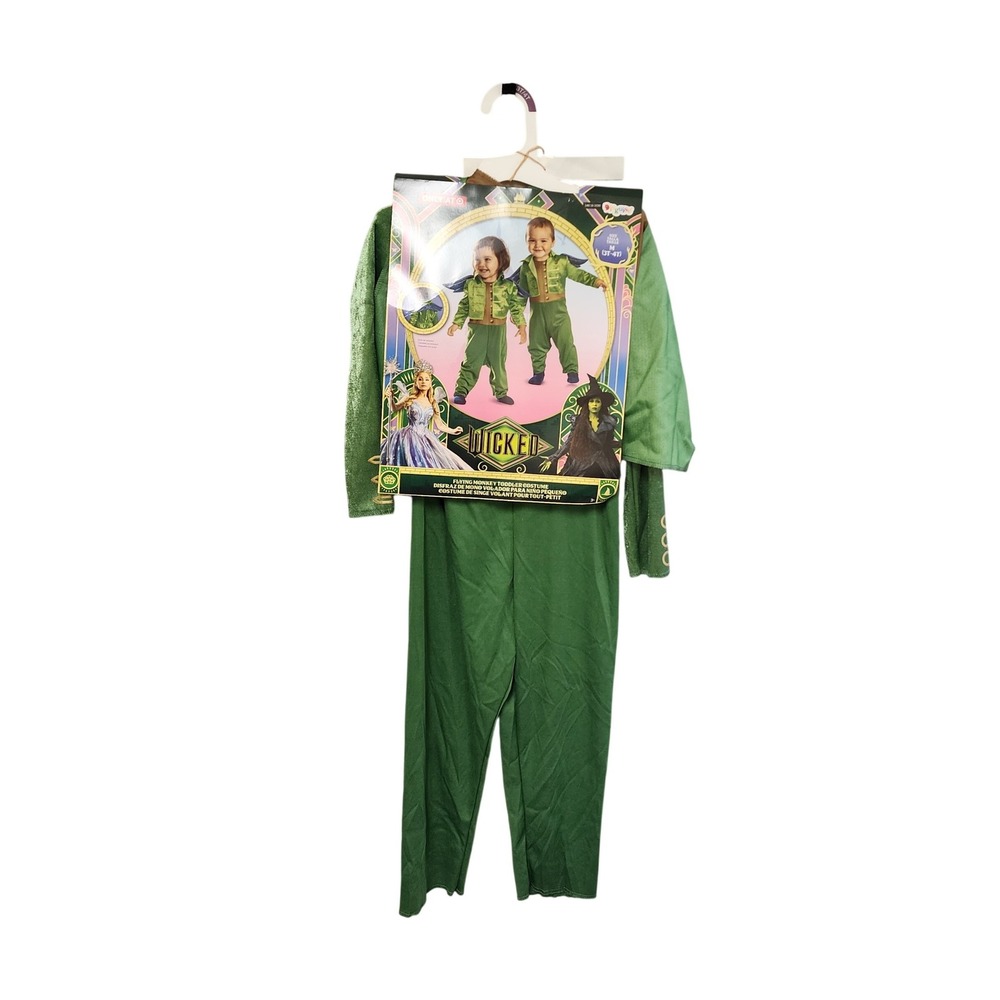 Disguise Wicked Movie Flying Monkey Toddler Costume Green Jumpsuit Wings 3T-4T